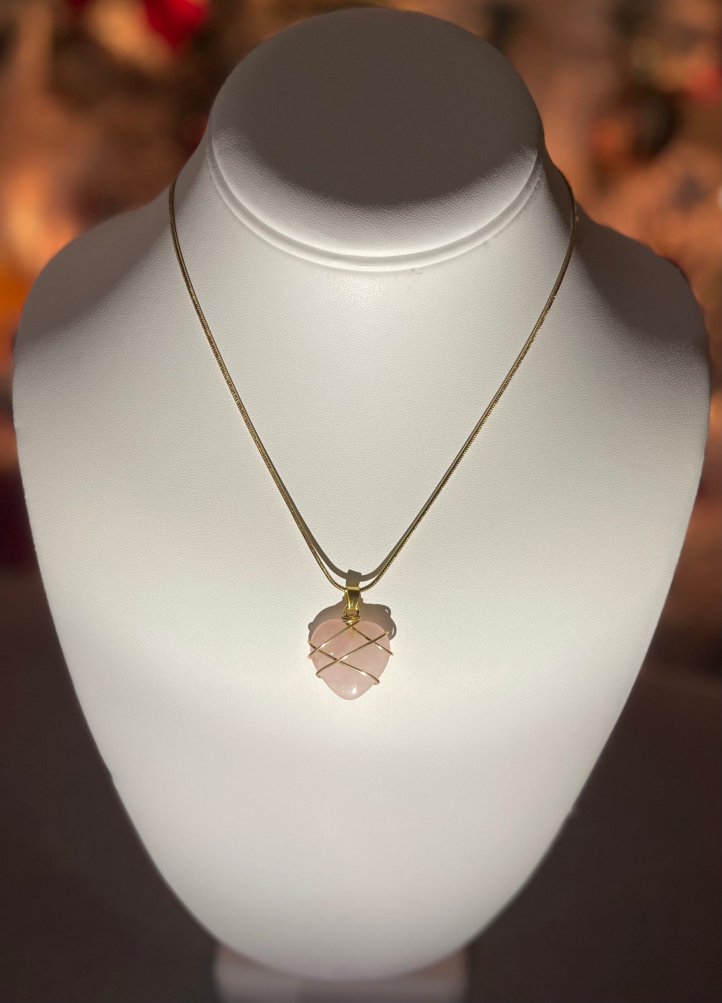 Rose Quartz Winding Heart