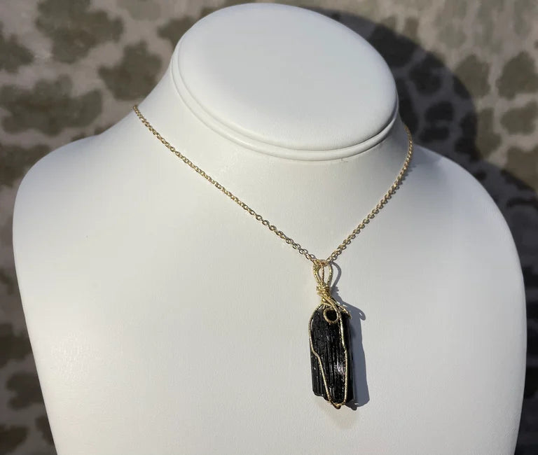 Raw Black Tourmaline Pendant