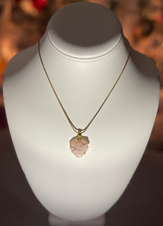 Rose Quartz Winding Heart