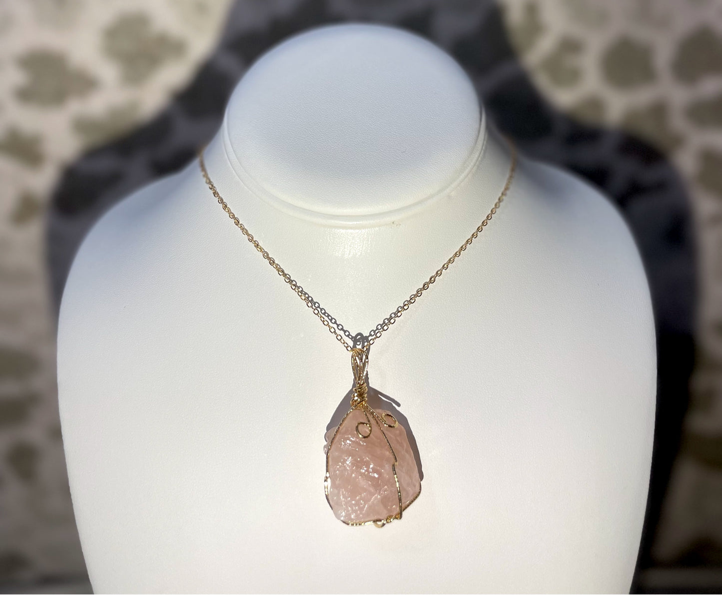 Raw Rose Quartz Pendant