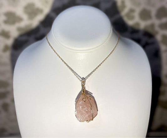 Raw Rose Quartz Pendant