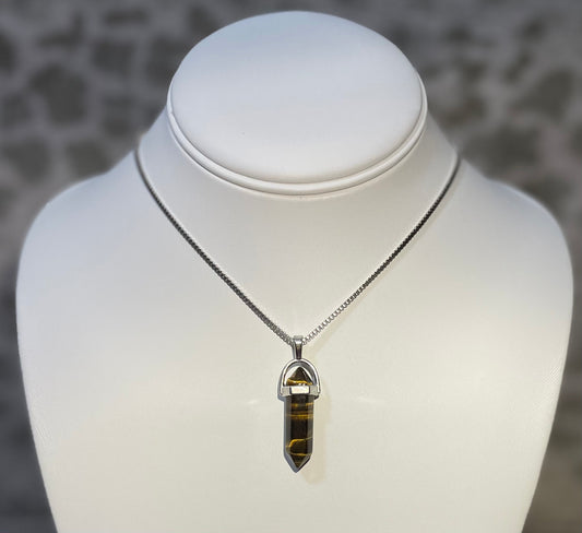 Yellow Tiger Eye Point Necklace
